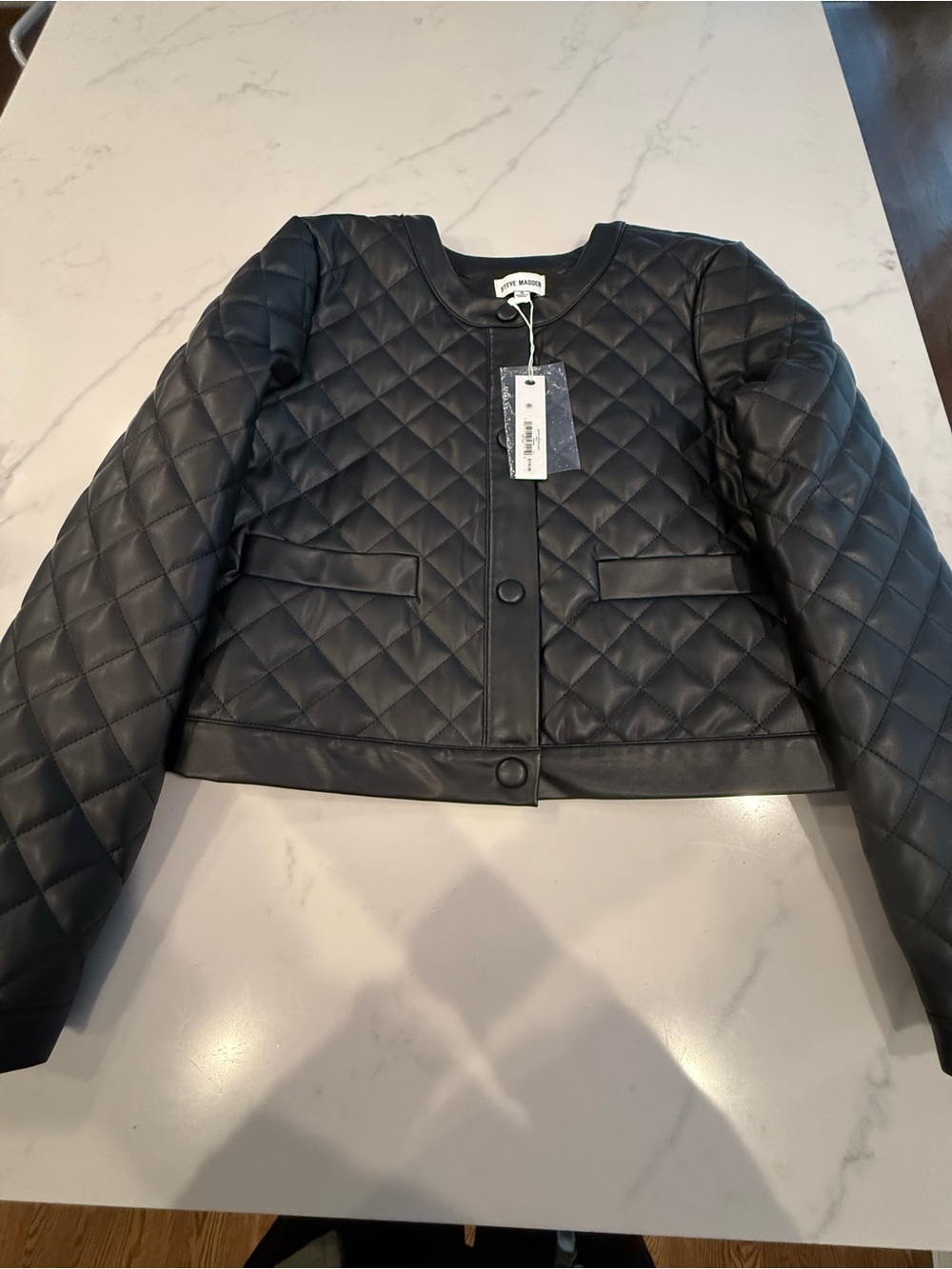 Steve Madden Martine Faux-Leather Jacket Black Small NWT